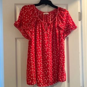 Max Studio, size Large, lightweight red floral top